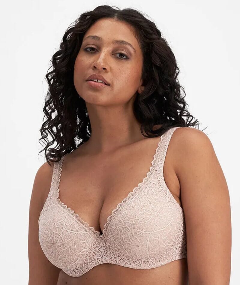 Plus Size Bra Half Cup with Lace and Tulle Details - Krisline SUNSHINE