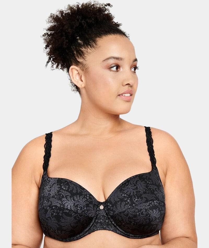 Sheer Tactel Underwire Bra in Black