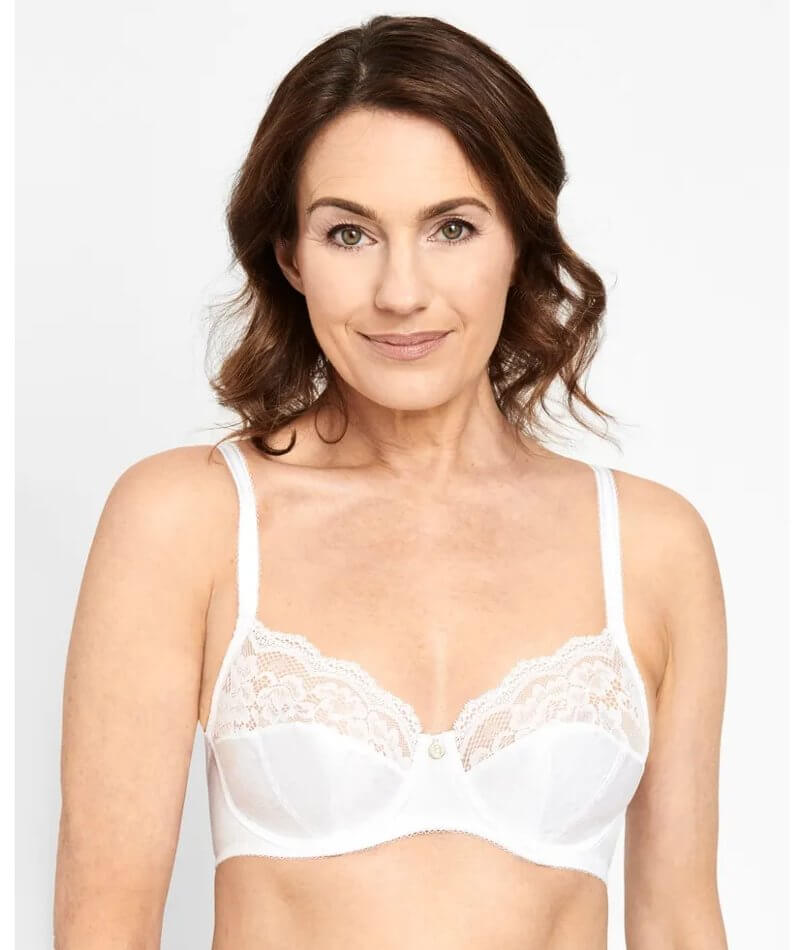 Women's Cotton Full Coverage Wirefree Non-padded Lace Plus Size Bra 44A