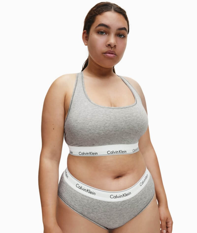 Calvin Klein Modern Cotton Plus Unlined Bralette - Grey Heather - Curvy Bras