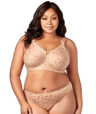 ELILA 46H BBW White Jacquard Front Close Soft Cup Bra Style 1515