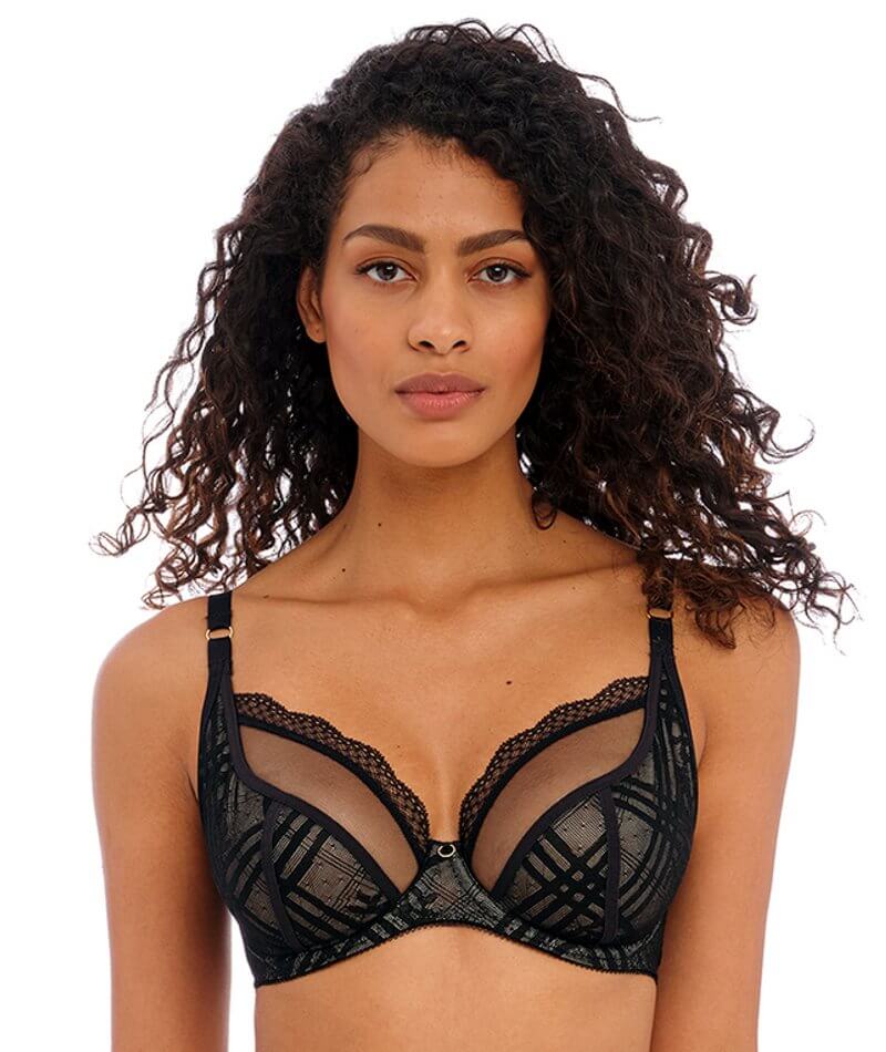 Freya Deco Delight Underwire Moulded Plunge Bra, Charcoal – Bras & Honey USA