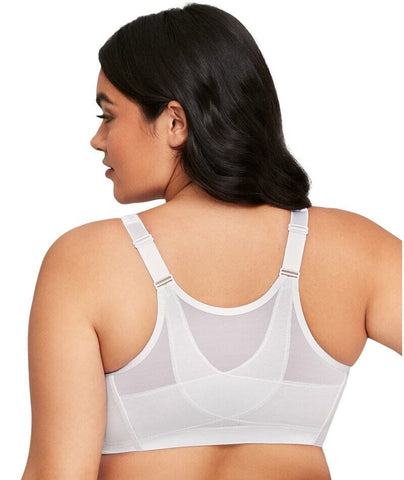 Exclare Women's Front Closure Full Coverage Wirefree Posture Back Everyday  Bra(White,44D)
