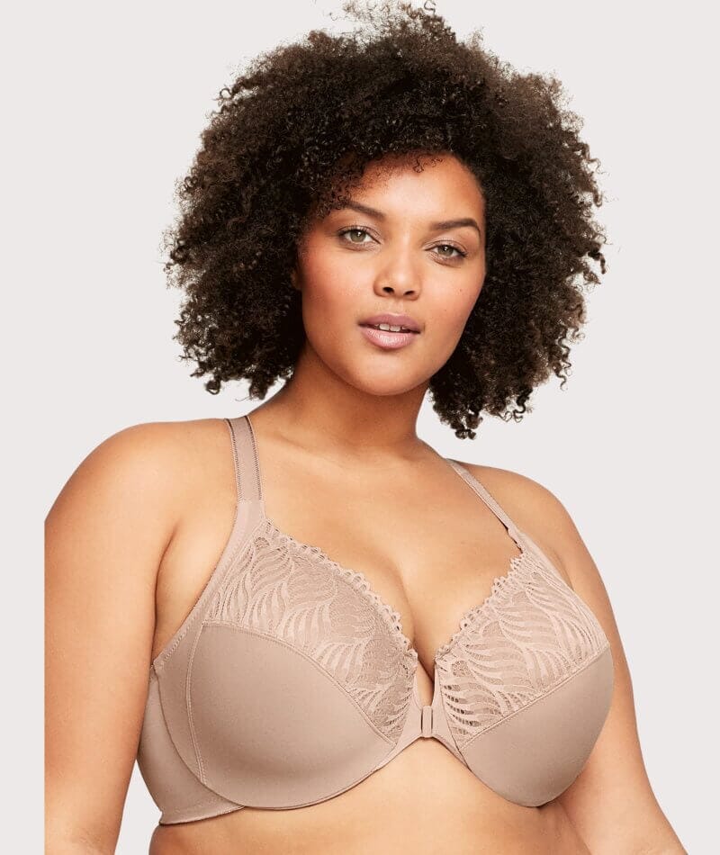 Curvy Couture Women's Cotton Luxe Front and Back Close Wireless Bra Grey  Heather 44DDD