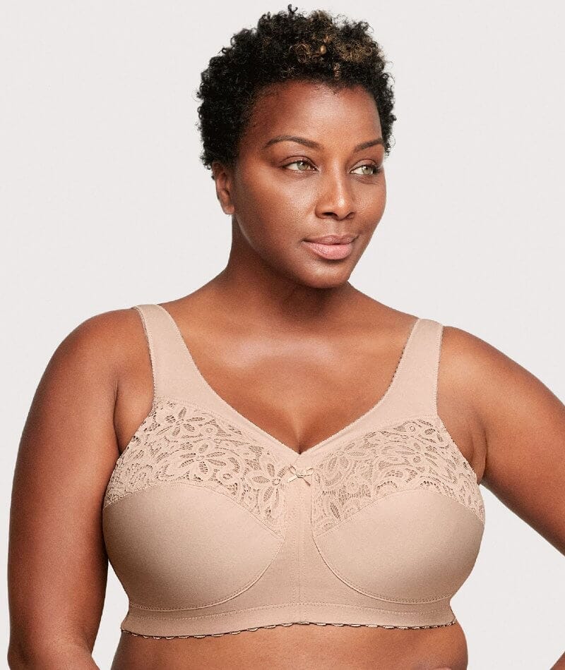 Women's Cotton Full Coverage Wirefree Non-padded Lace Plus Size Bra 48A