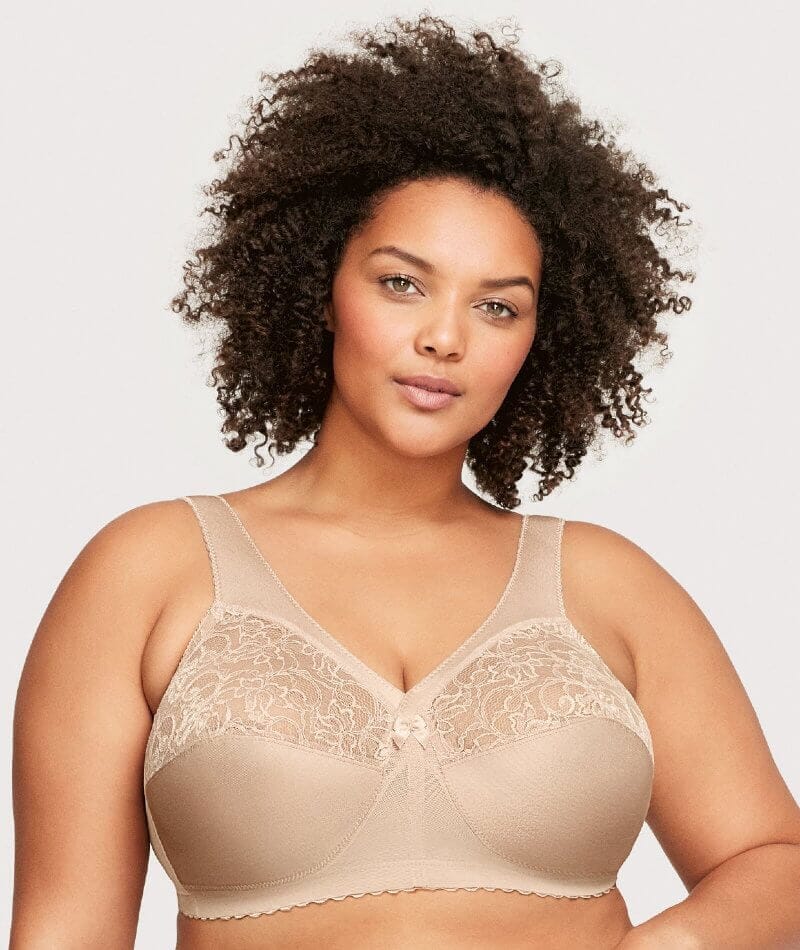 Camio Mio Lace Unlined Side Support Bra 38DD, Hazel/Barely There