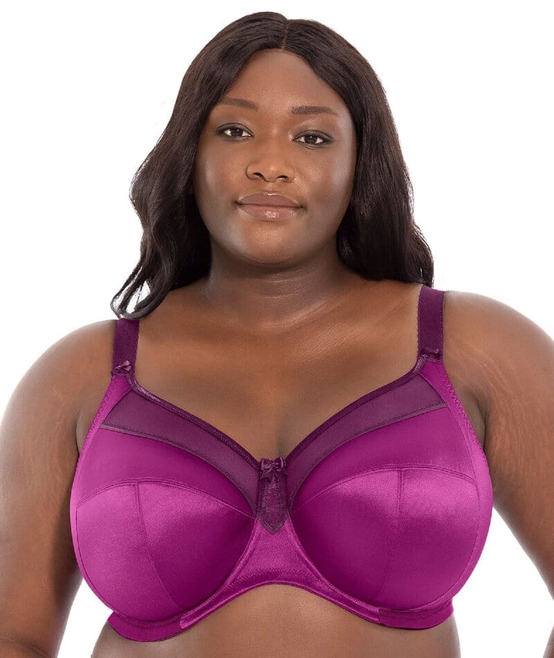 Goddess Women's Plus Size Wirefree Satin Bra Fawn,38 Dd