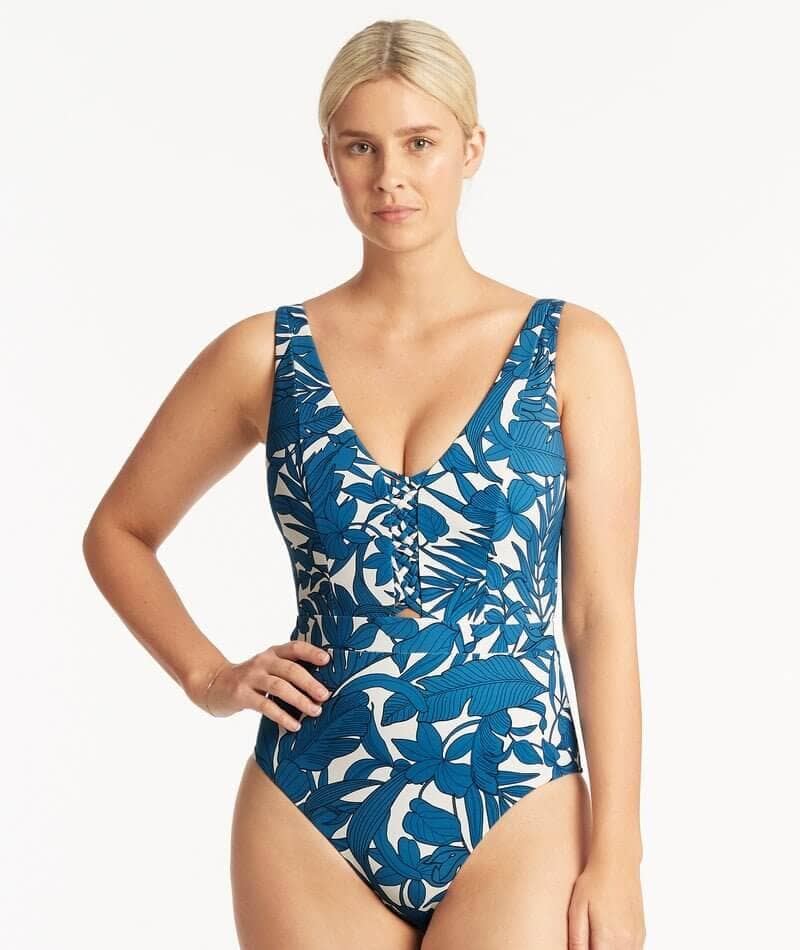 Sea Level Eco Essentials Longline Tri One Piece Swimsuit - Black - Curvy  Bras