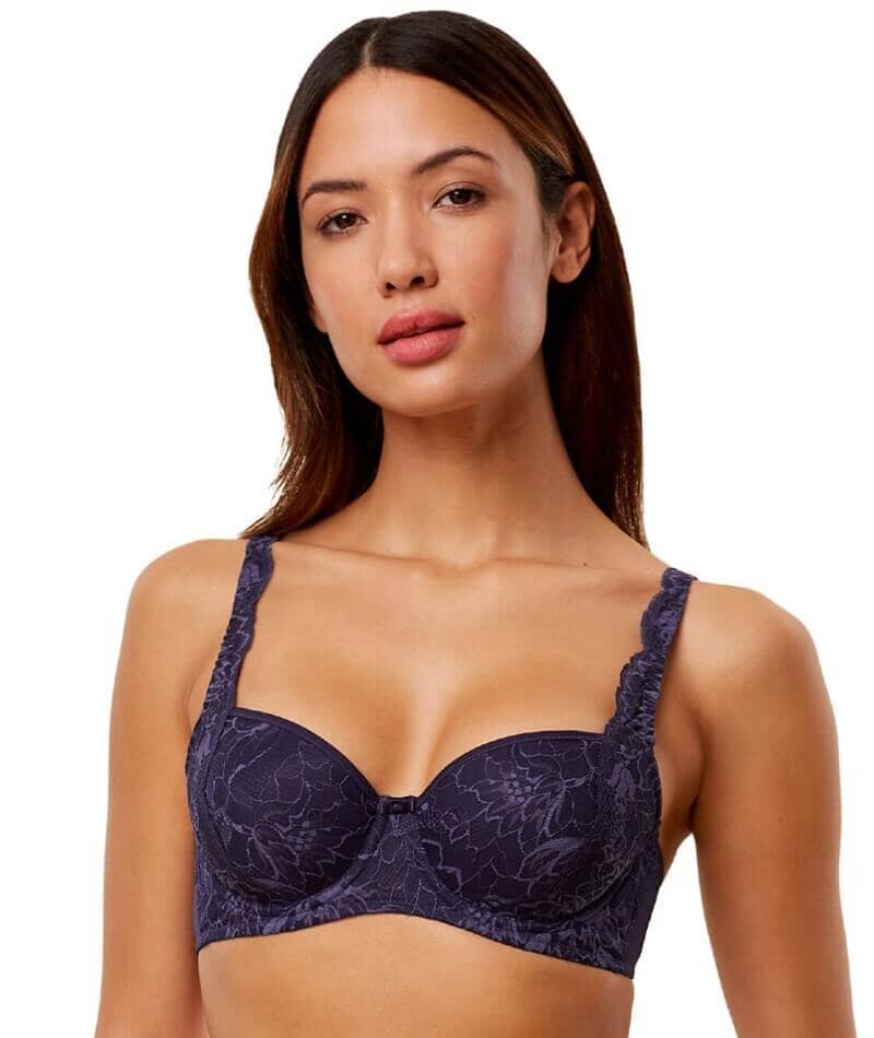 Women's Cotton Full Coverage Wirefree Non-padded Lace Plus Size Bra 44A