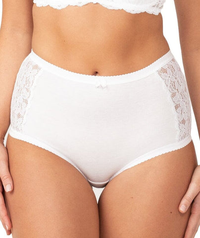 2 Pack Cotton & Lace Full Brief in White - Kayser Lingerie