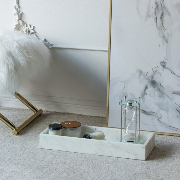 White Marble Rectangular Tray - Long 70675