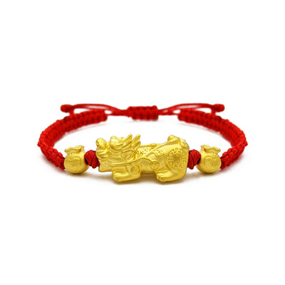 Little Super Star Tiger Chinese Zodiac Red String Bracelet (24K)