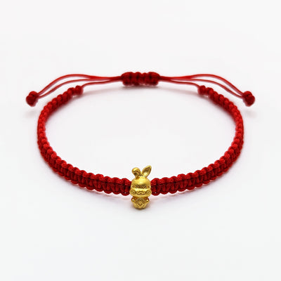 Smiley Tiger Chinese Zodiac Red String Bracelet (24K) – Popular J