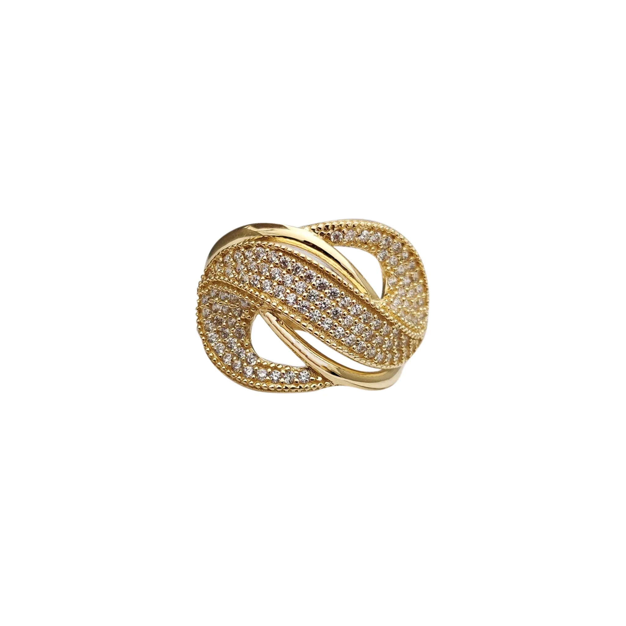 Iced-Out Mirrored Moebius Strip Ring (14K)