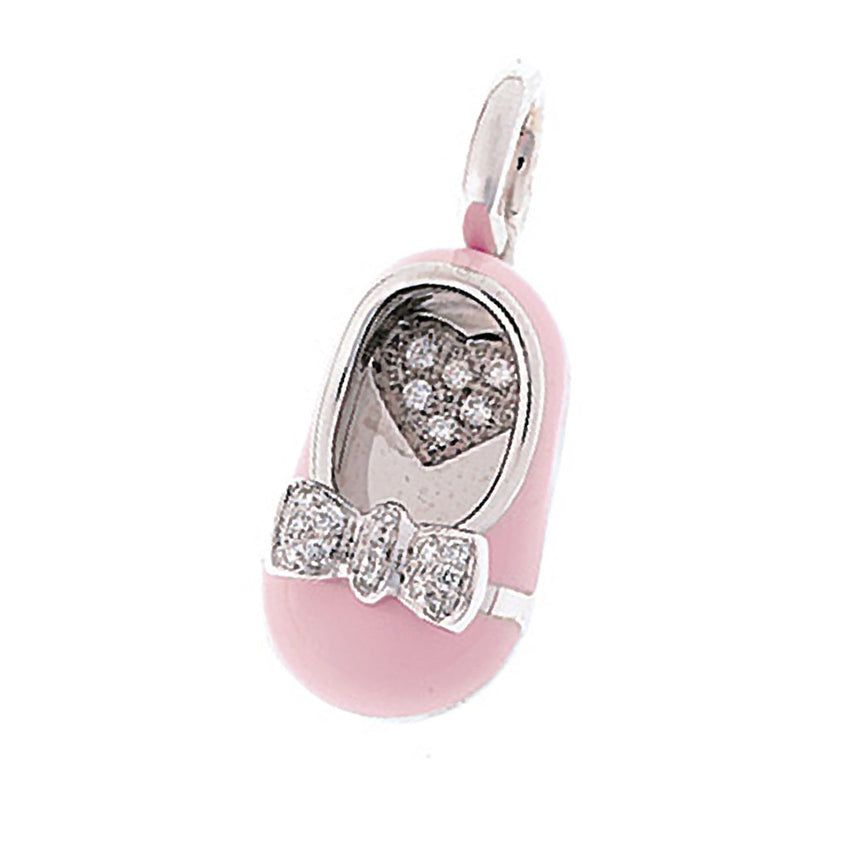 18K White Gold \u0026 Pink Shoe Charm with 
