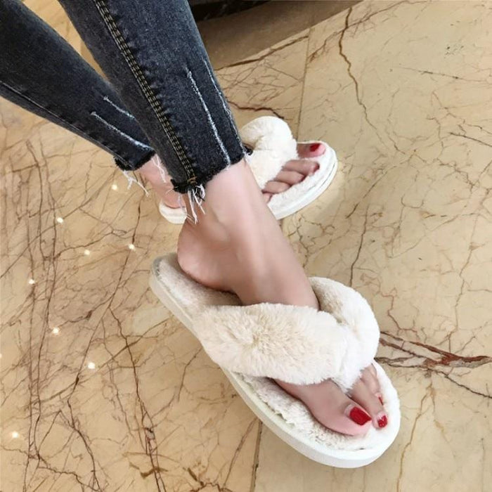 faux fur flip flops