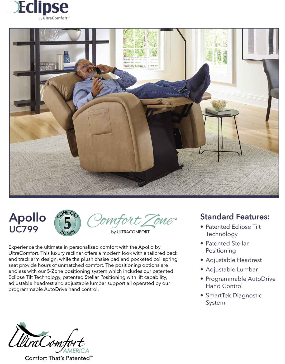 Apollo Power Lift Chair Recliner by Ultra Comfort Homecare Hospital Bed Power Chair 1