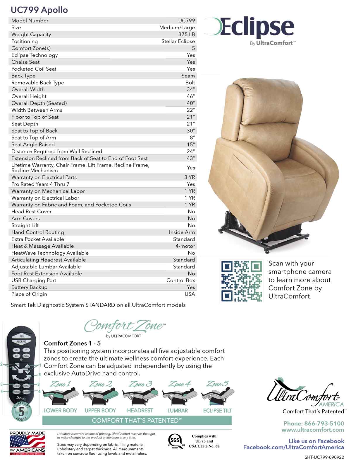 Apollo Power Lift Chair Recliner by Ultra Comfort Homecare Hospital Bed Power Chair 2