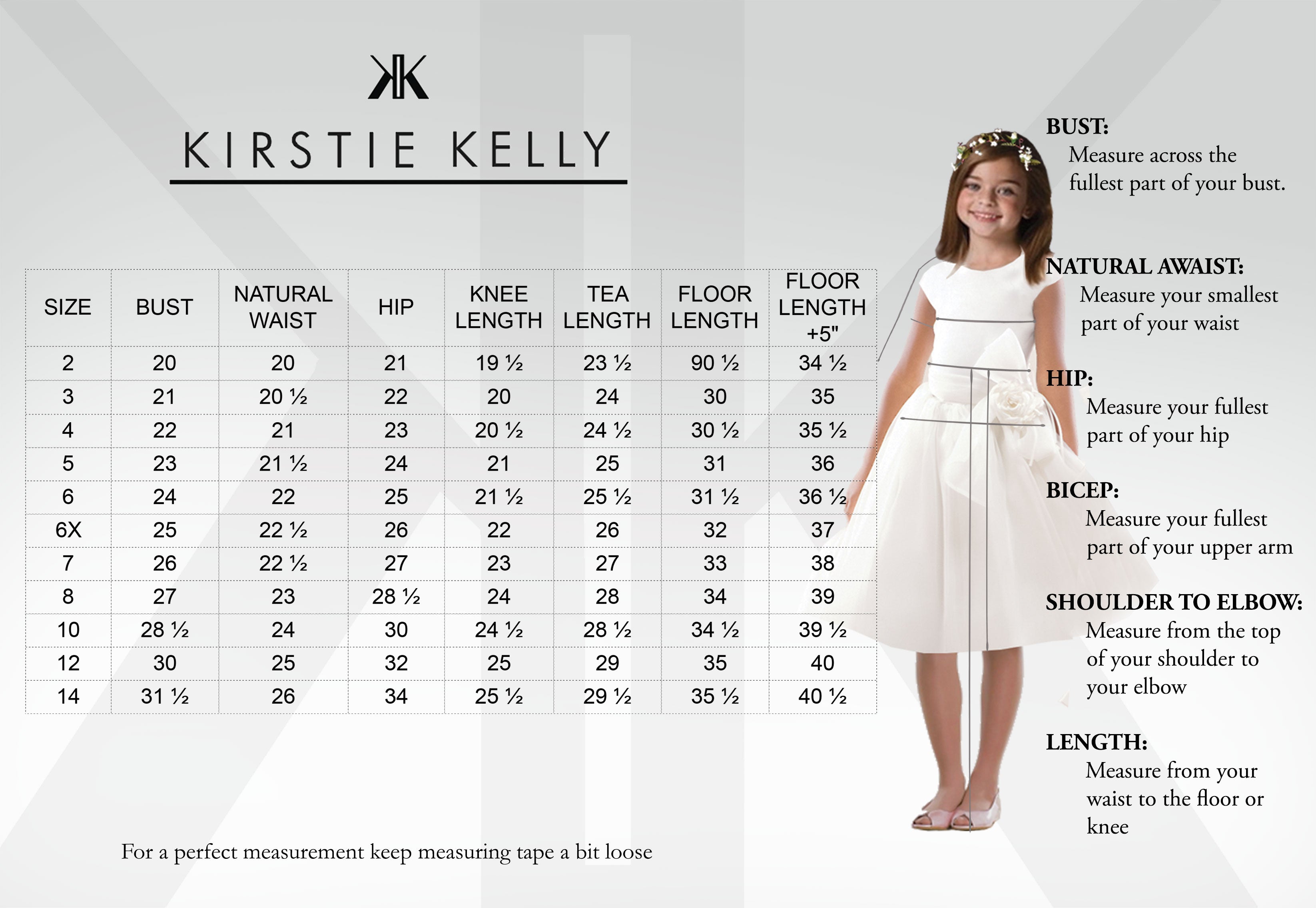 Girl Size Chart Dress