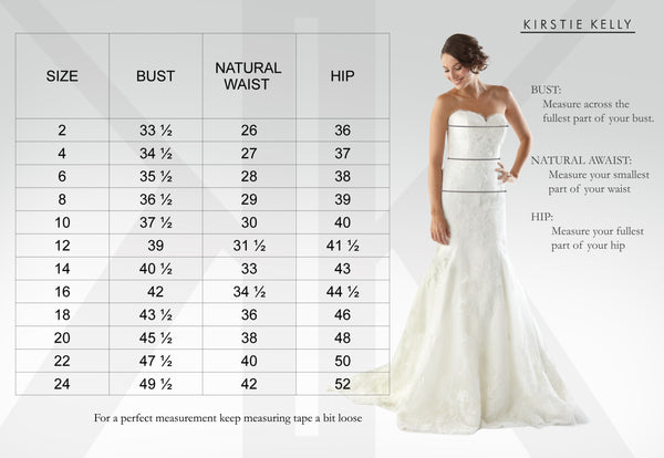 Wedding Dress Size Chart | Wedding Dress Guest