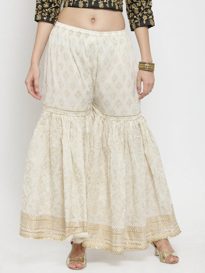 Buy Off White Front Slit Suit In Georgette With Sharara Pants Online -  Kalki Fashion