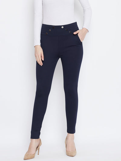 Buy Clora Navy Blue Slim Fit Jeggings Online at Best Price - Clora Creation