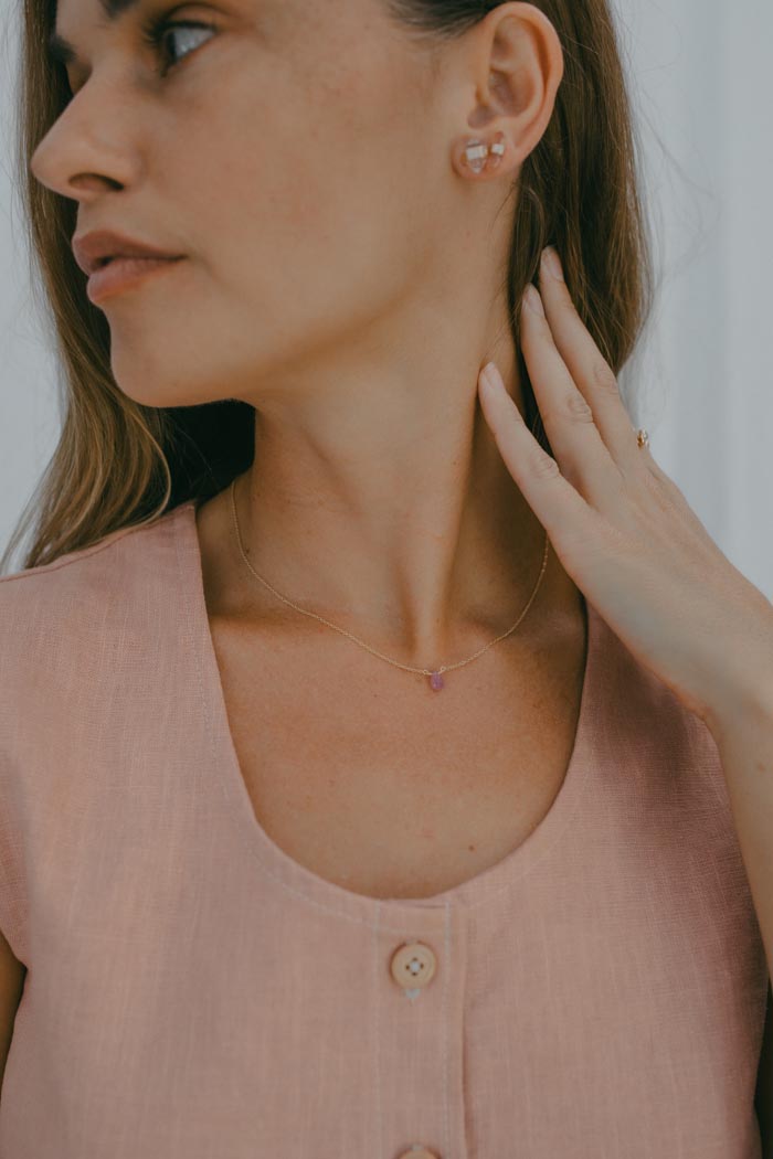 Single Stone Necklace - Ruby