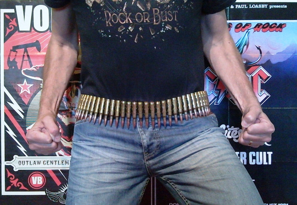 7 62 Copper Tipped Brass Bullet And Reversed Black Link Belt 80 S Metal New Rock Bristol