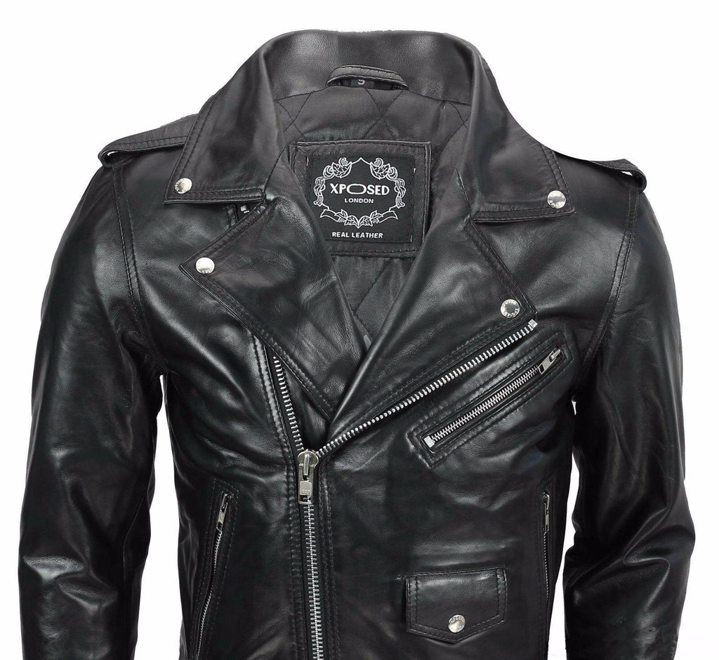 80s Metal Black Diamond Retro Leather Jacket 80s