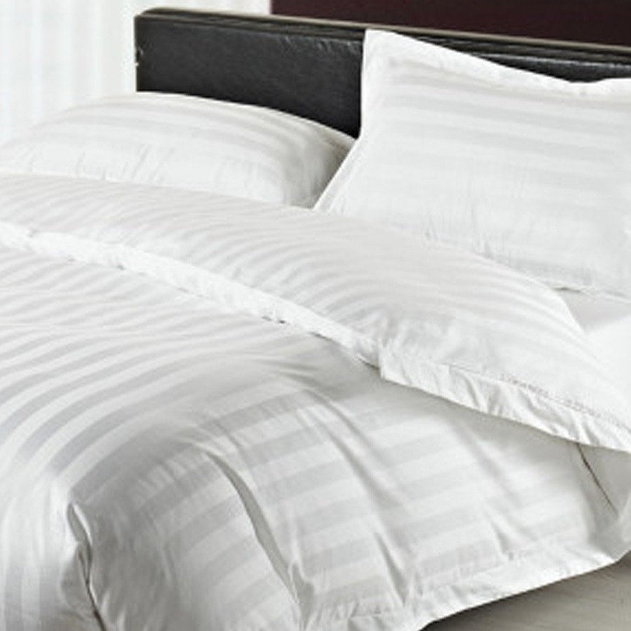Buy Satin Stripe Duvet Cover 300 Tc White Online In India Best