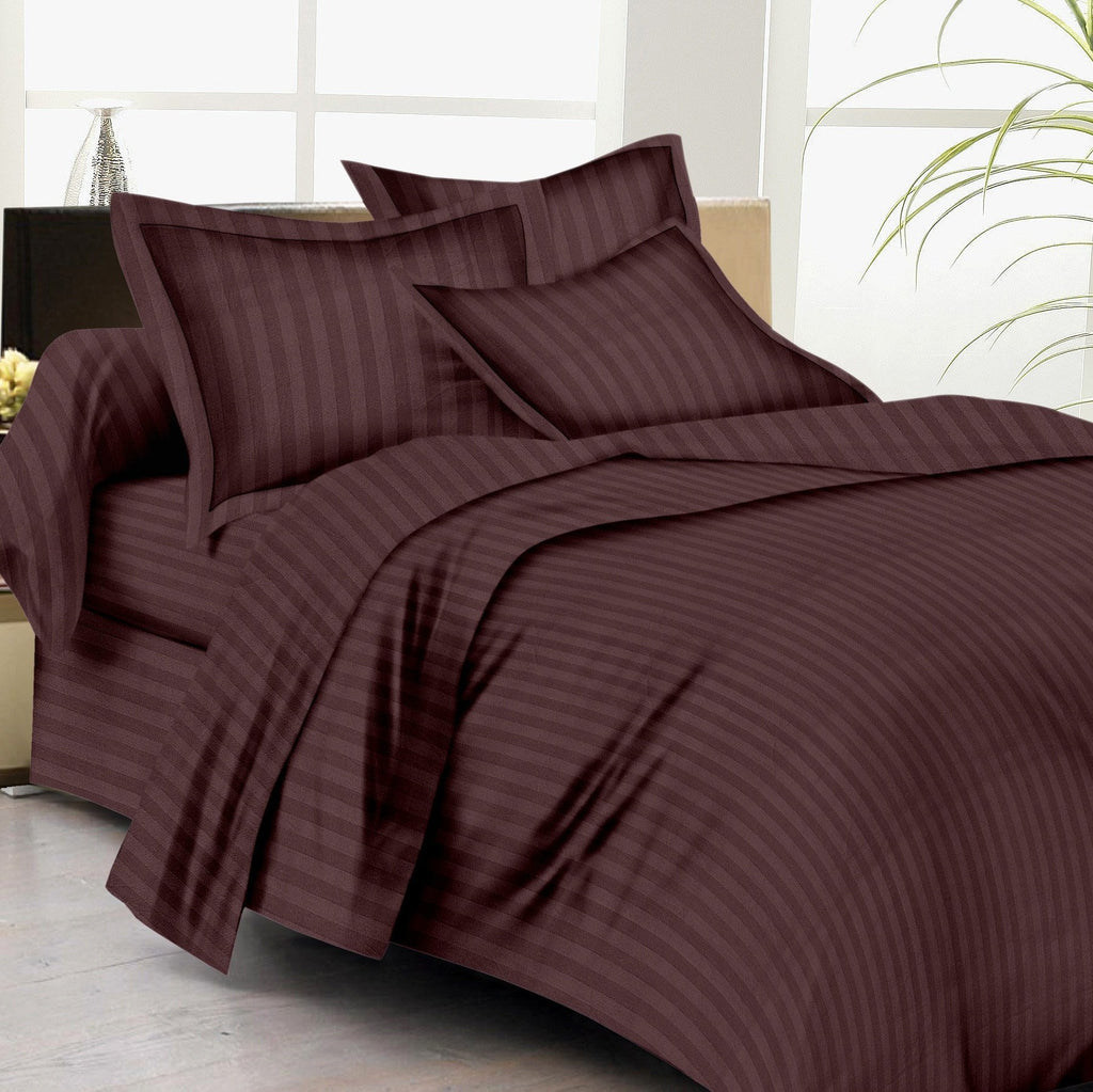 Buy Bed Sheets with Stripes 200 Thread count - Chocolate Brown ...