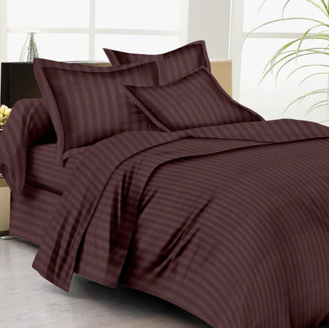 Buy Bed Sheets With Stripes 200 Thread Count Chocolate Brown