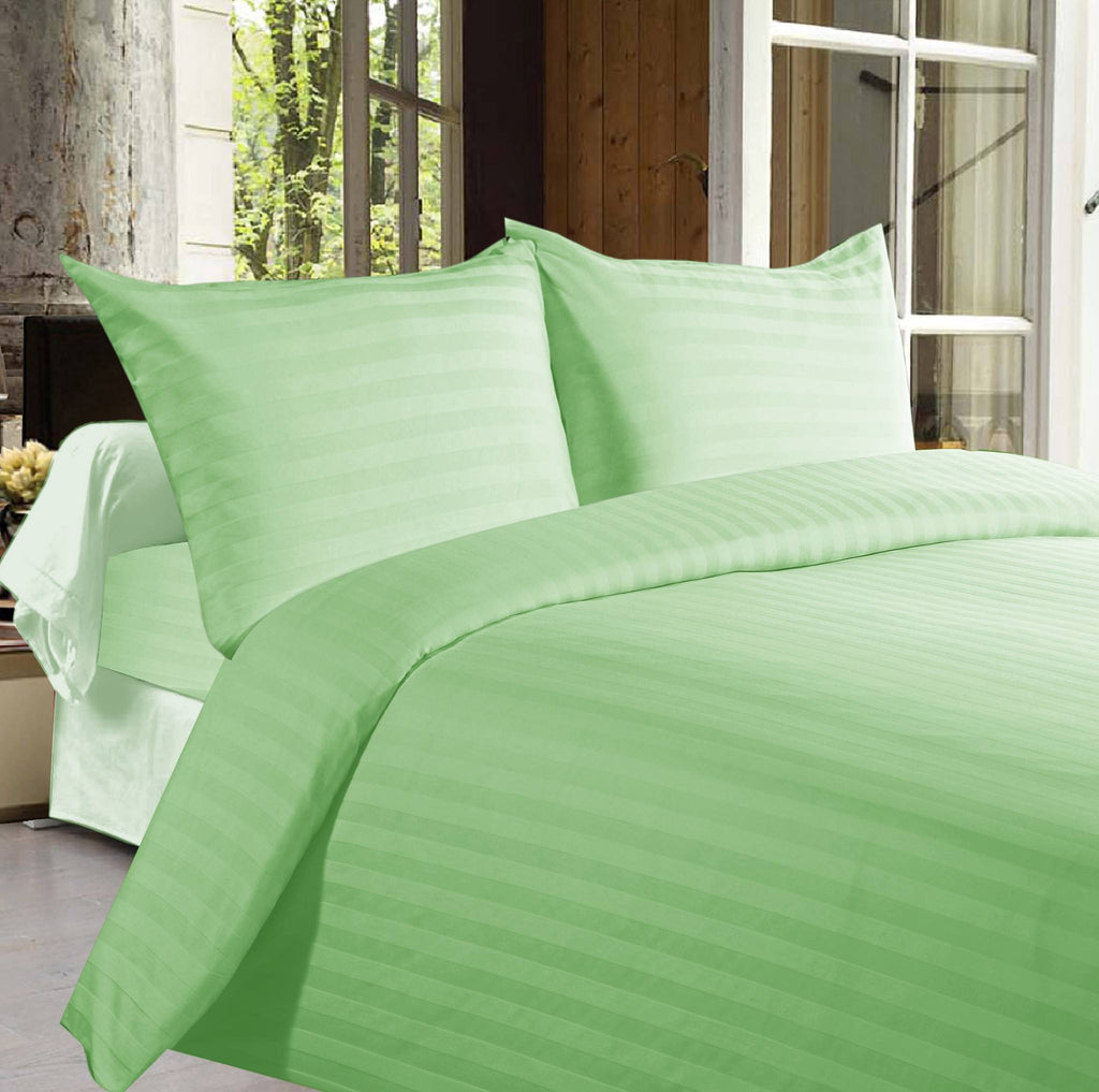 Buy Bed sheets with Stripes 350 Thread count - Green online in ...