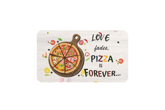AVI Rectangular Fridge Magnet White Love Fades Pizza is forever Food Quote RFM00004