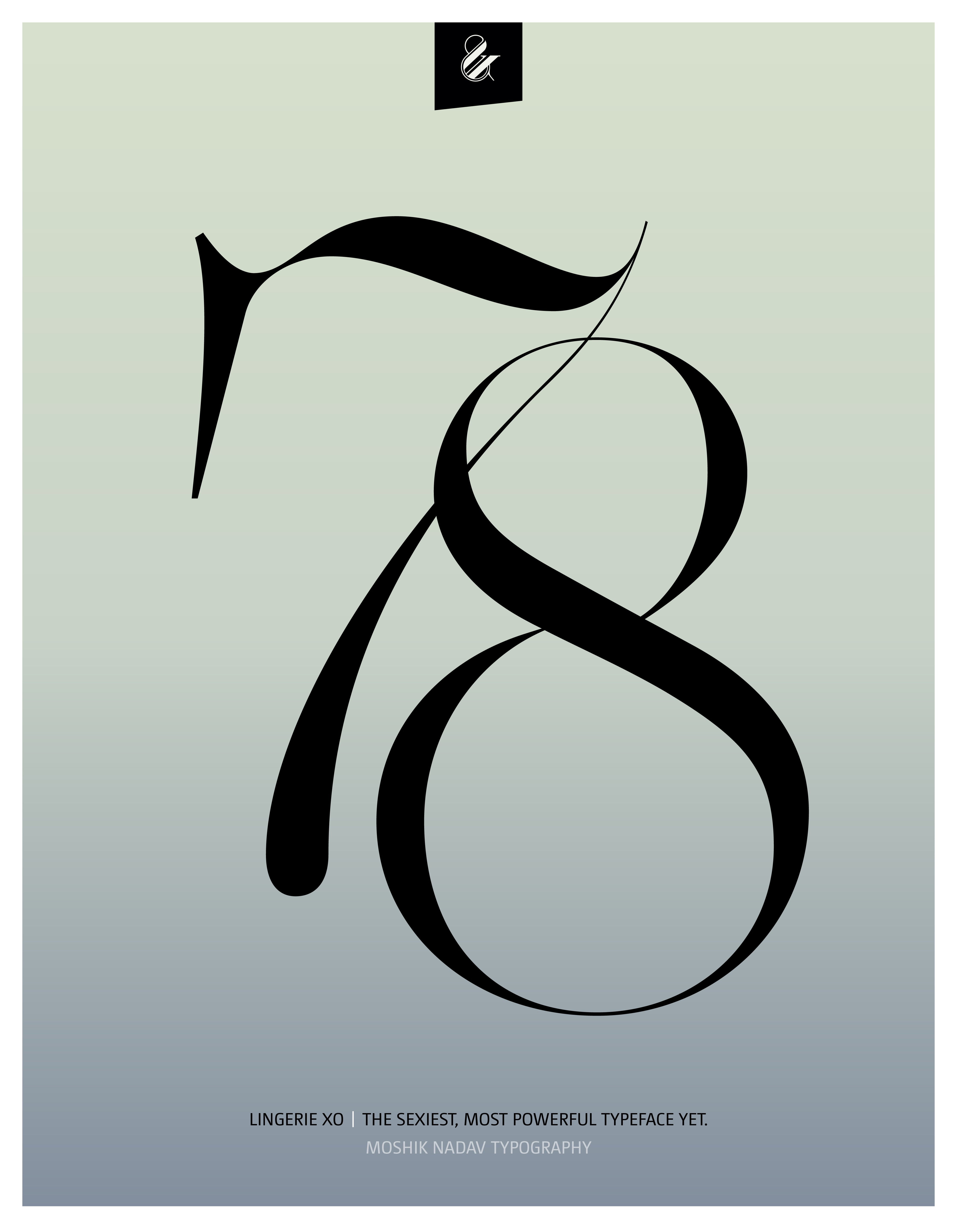 Sexy numbers 78 poster - designed with the sexy font Lingerie XO by Moshik Nadav Fashion Typography NYC