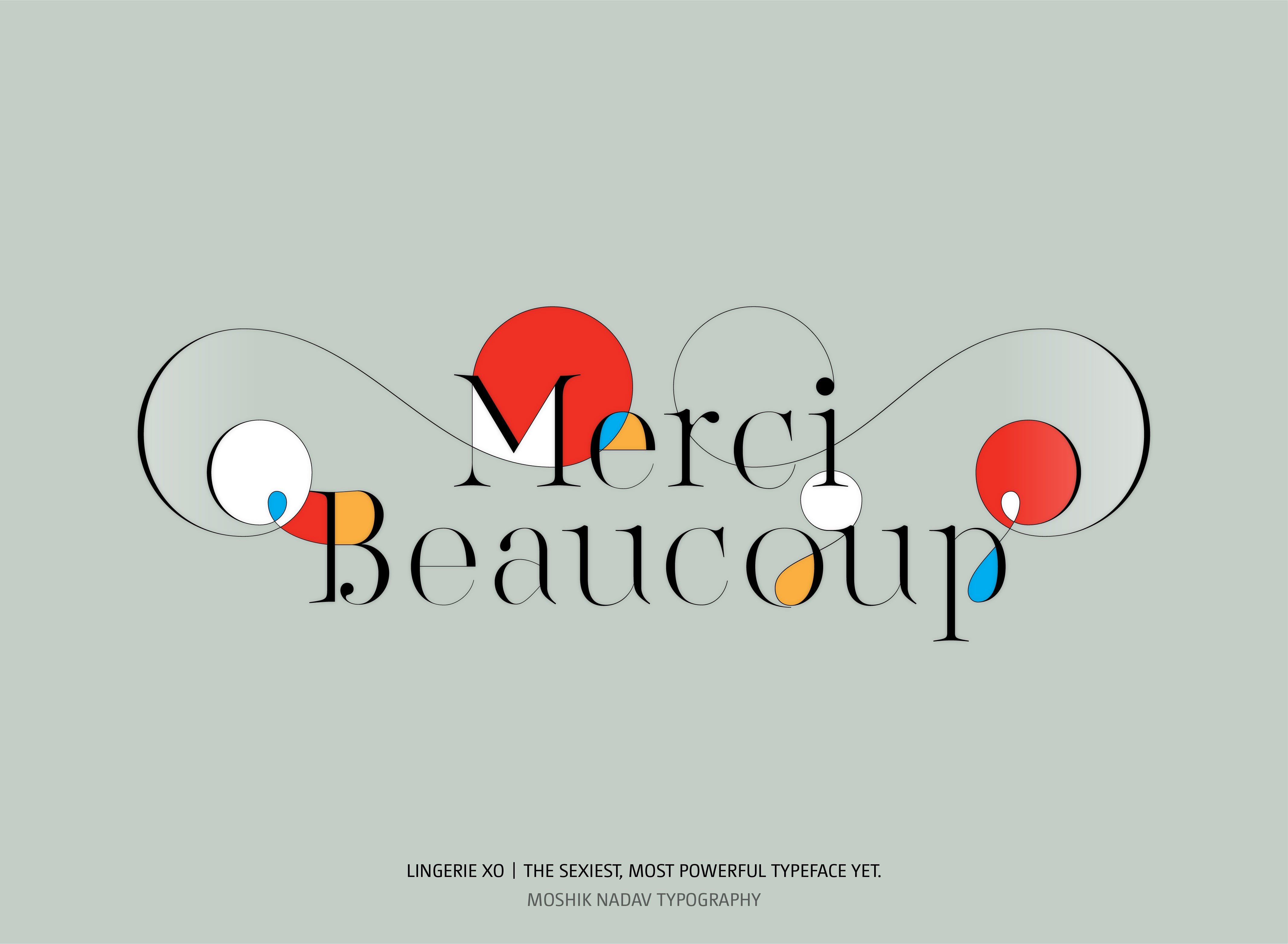 Merci Beaucoup poster - Designed with the sexy font Lingerie XO by Moshik Nadav Fashion Typography NYC