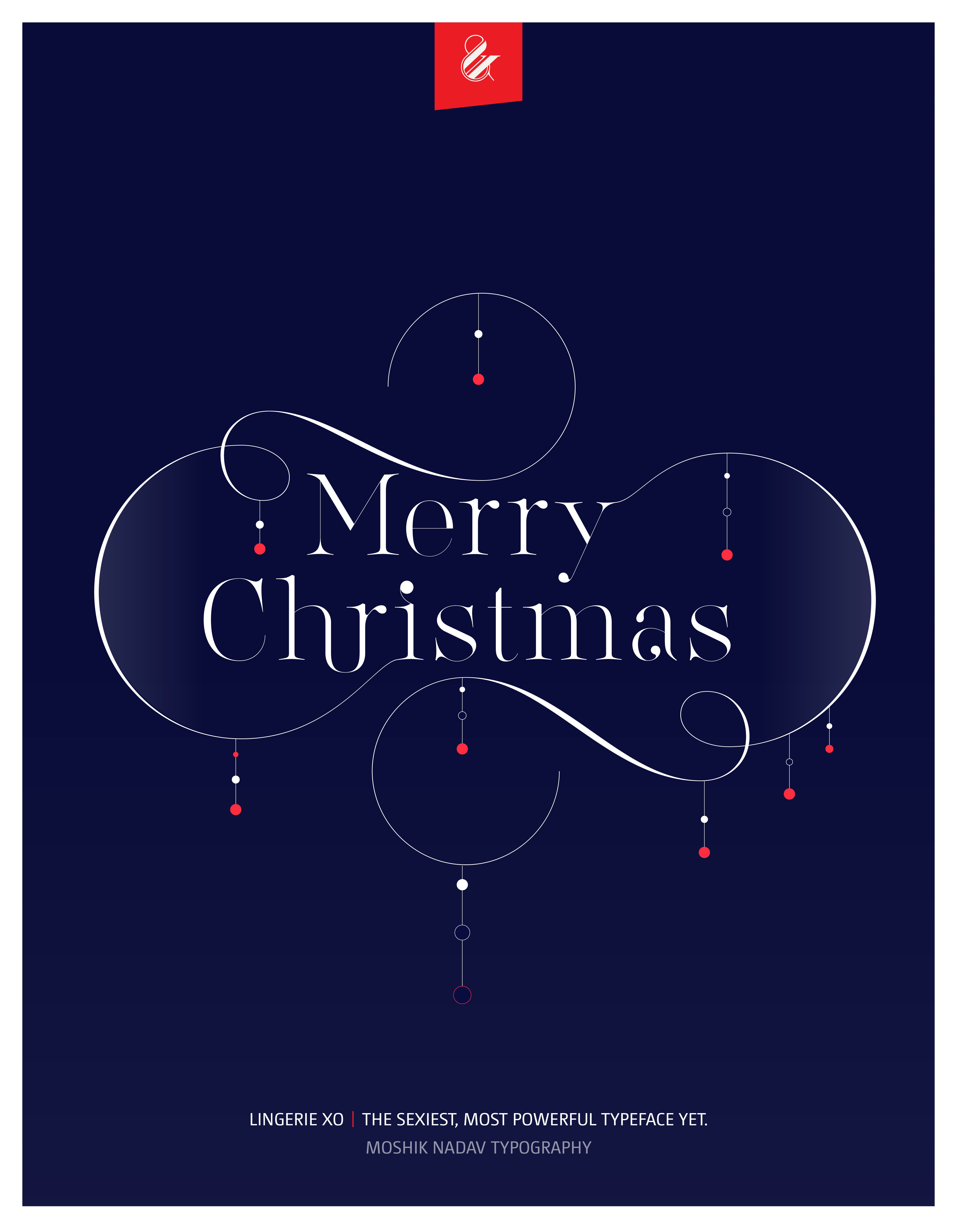 Merry Christmas poster - Designed with the sexy font Lingerie XO by Moshik Nadav Fashion Typography NYC