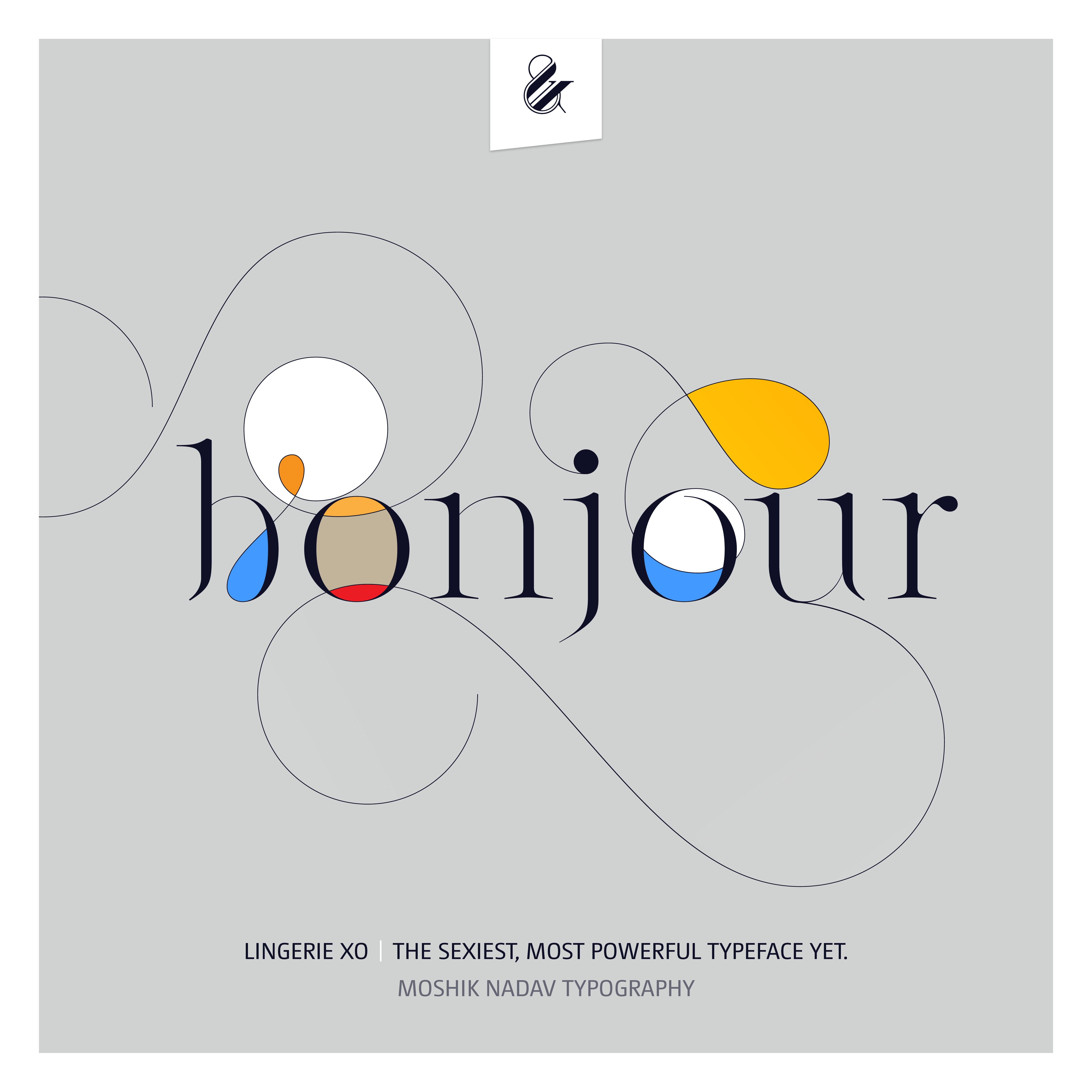 Bonjour poster - designed with the sexy font Lingerie XO by Moshik Nadav Fashion Typography NYC