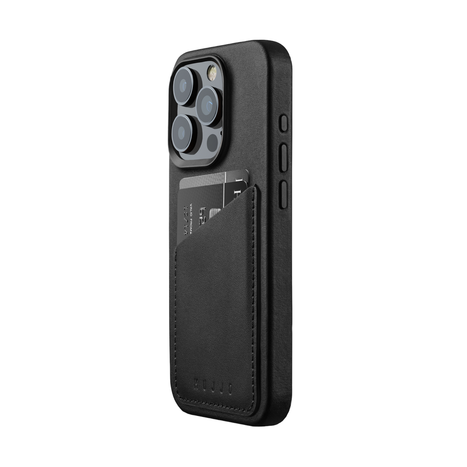 Mujjo Full Leather Wallet Case for iPhone 15 Pro - Black