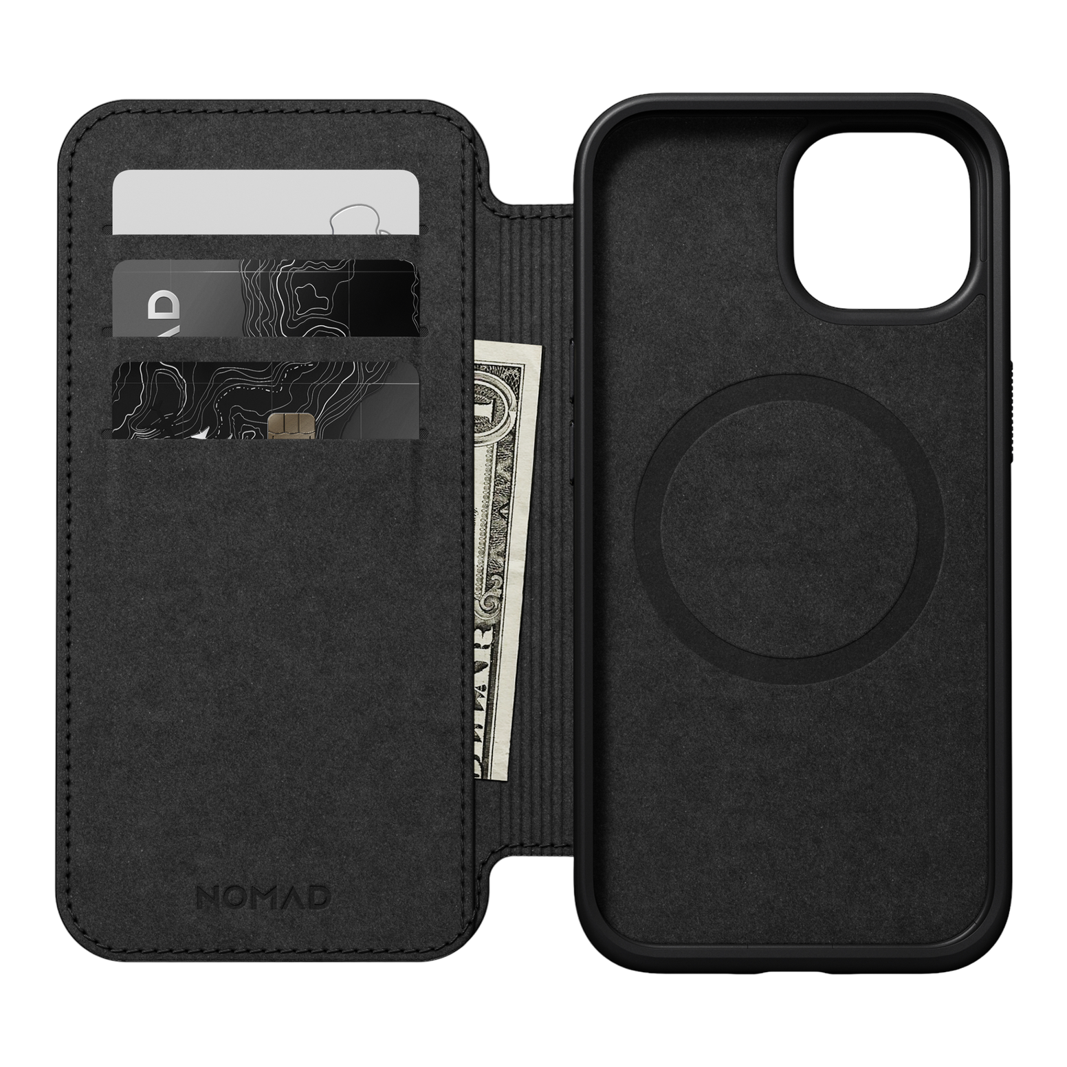 Nomad Modern Leather Folio for iPhone 15 - Black 