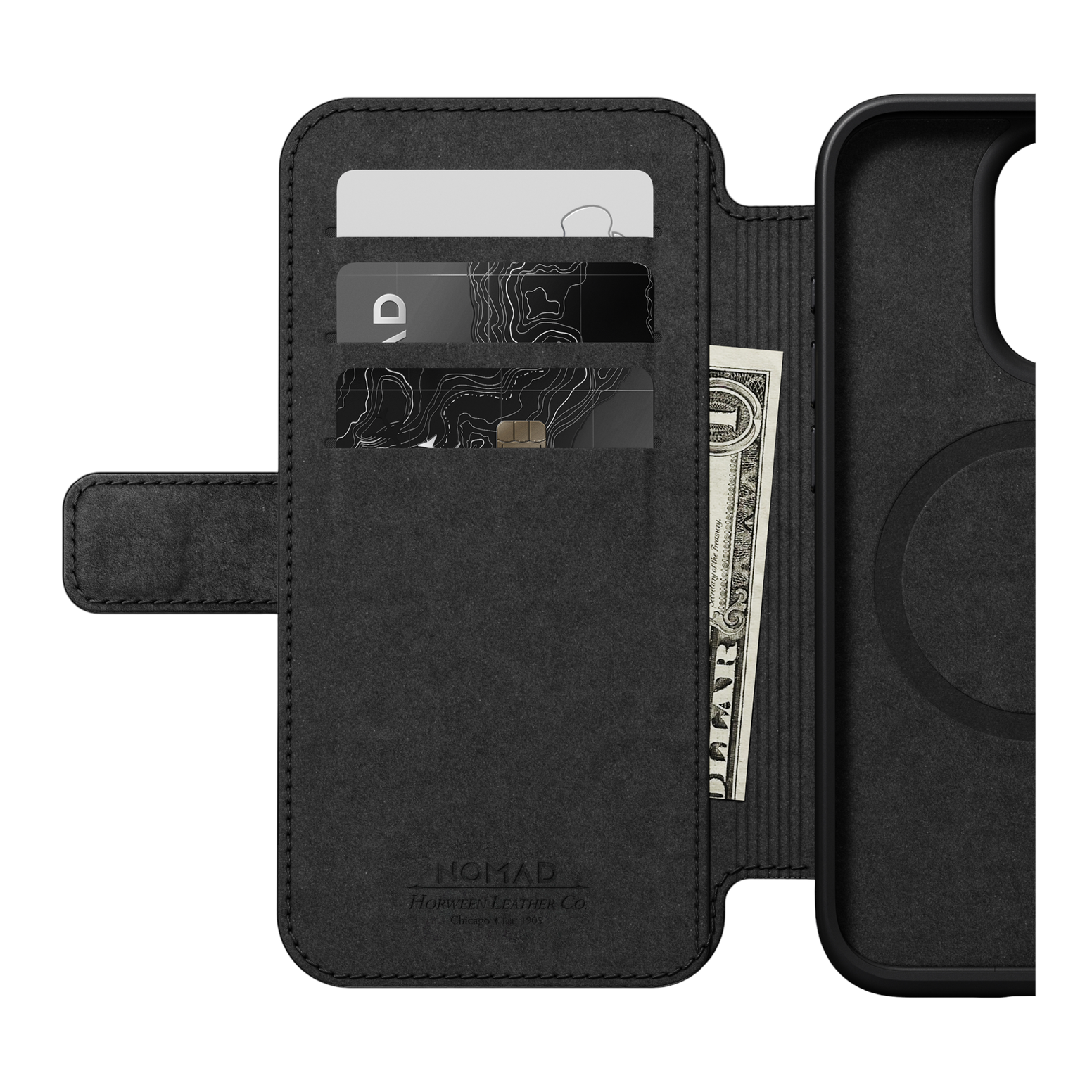 Nomad Modern Folio with Horween Leather for iPhone 15 Pro - Black