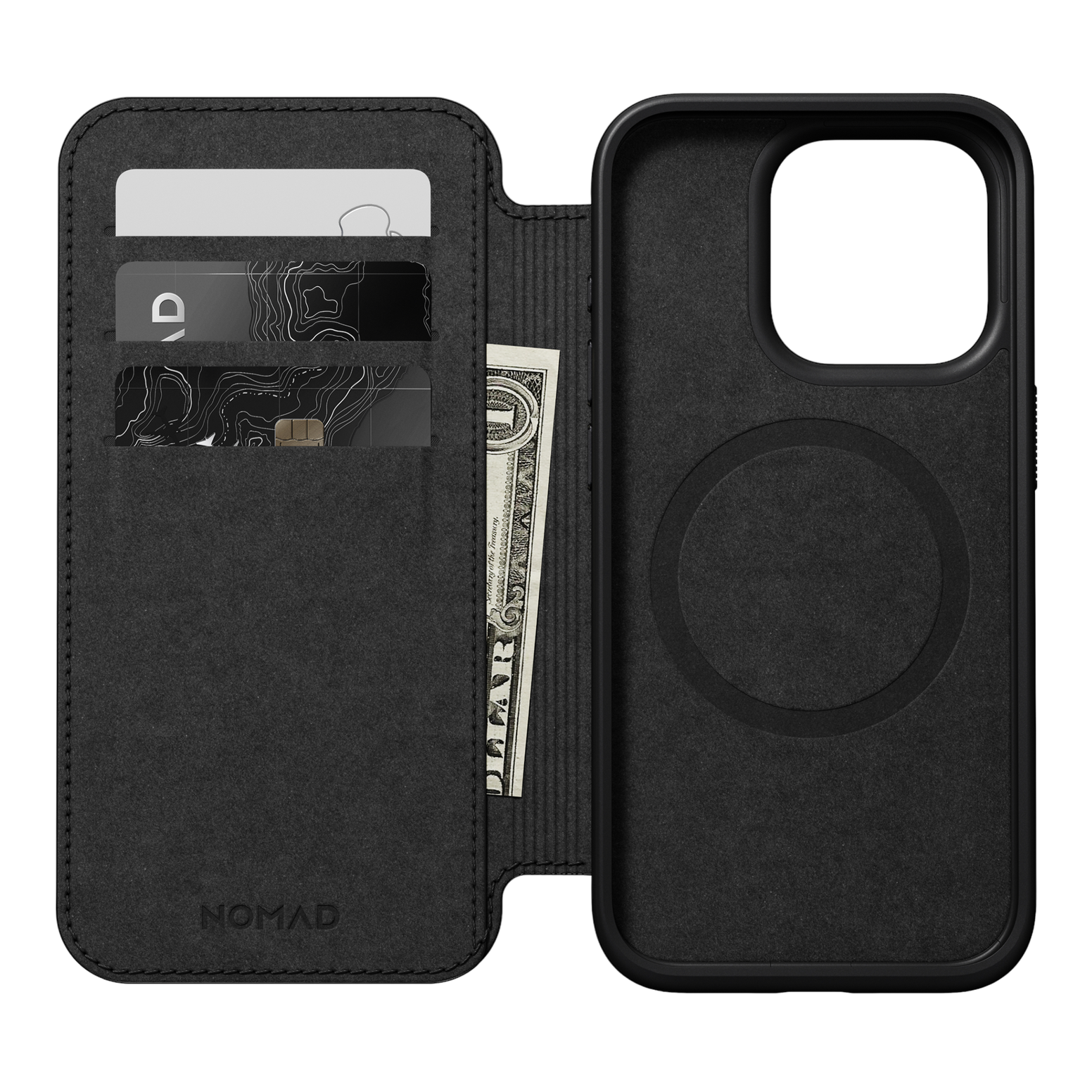 Nomad Modern Leather Folio for iPhone 15 Pro - Black