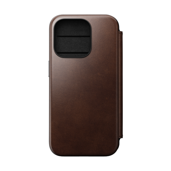 Nomad Modern Folio with Horween Leather for iPhone 15 Pro - Rustic Brown