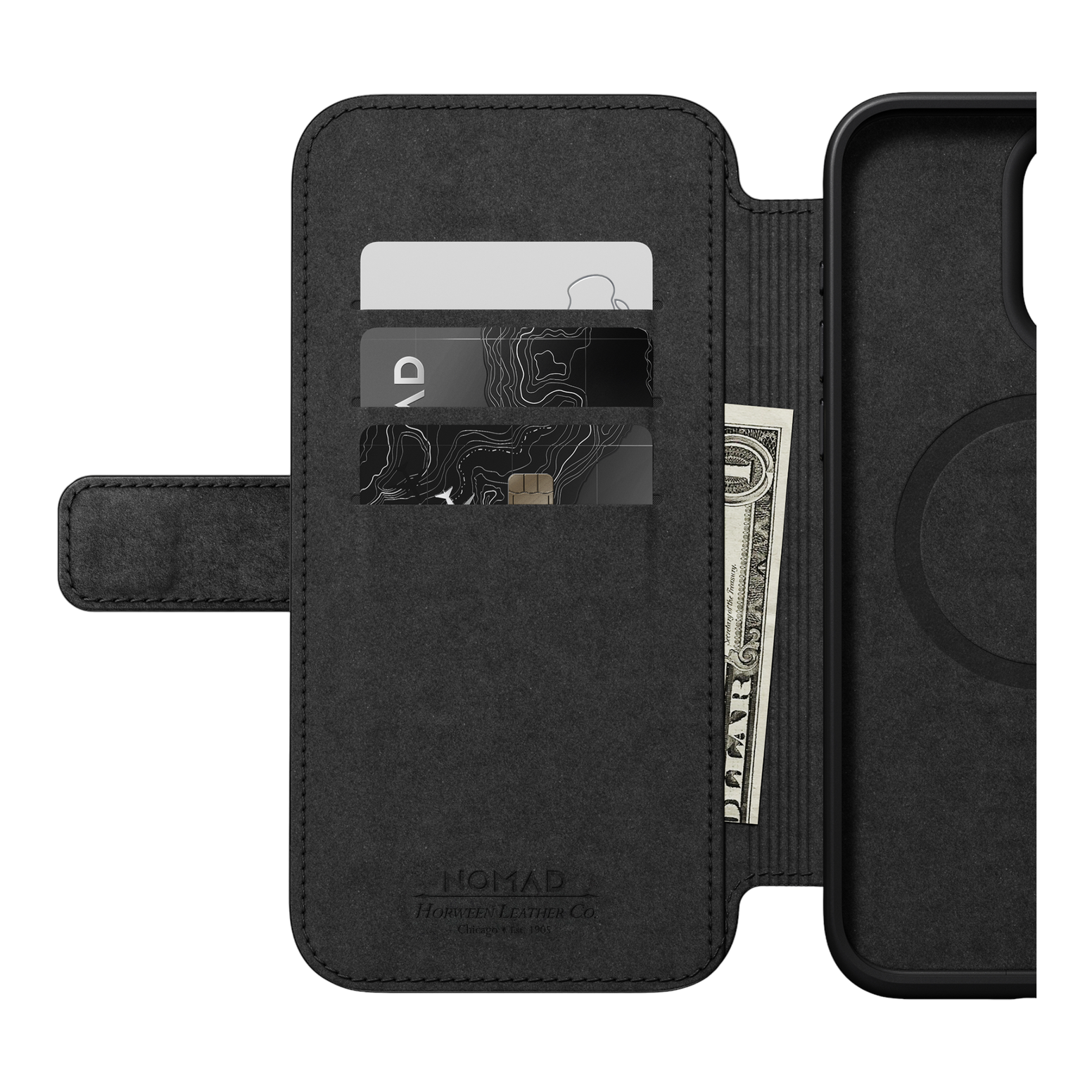 Nomad Modern Folio with Horween Leather for iPhone 15 Pro Max - Black