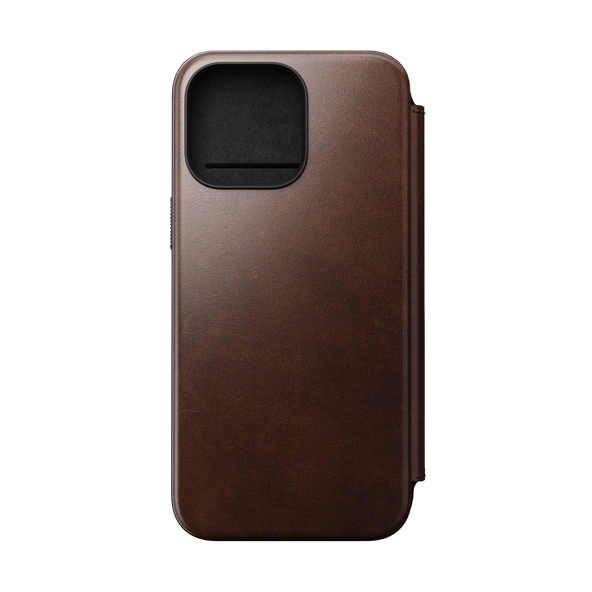 Nomad Modern Folio with Horween Leather for iPhone 15 Pro Max - Rustic Brown