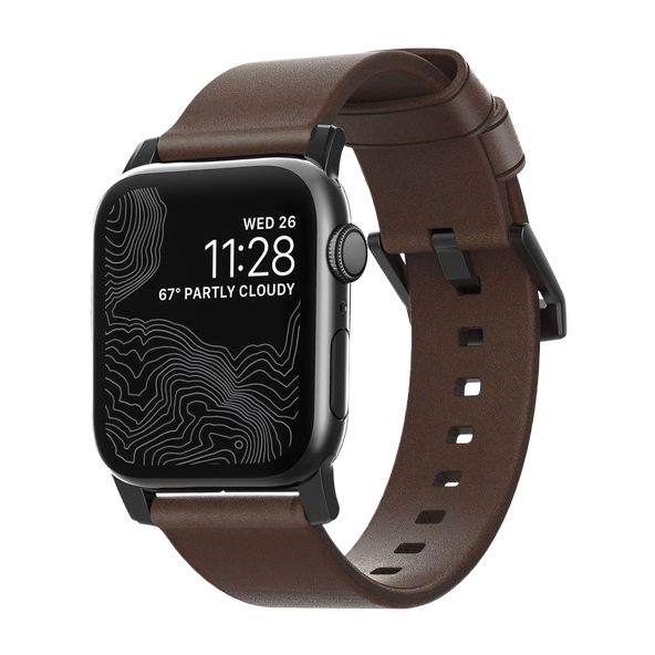 Nomad Modern Band with Horween Leather - 45/49mm - Brown - Black Hardware - Open Box