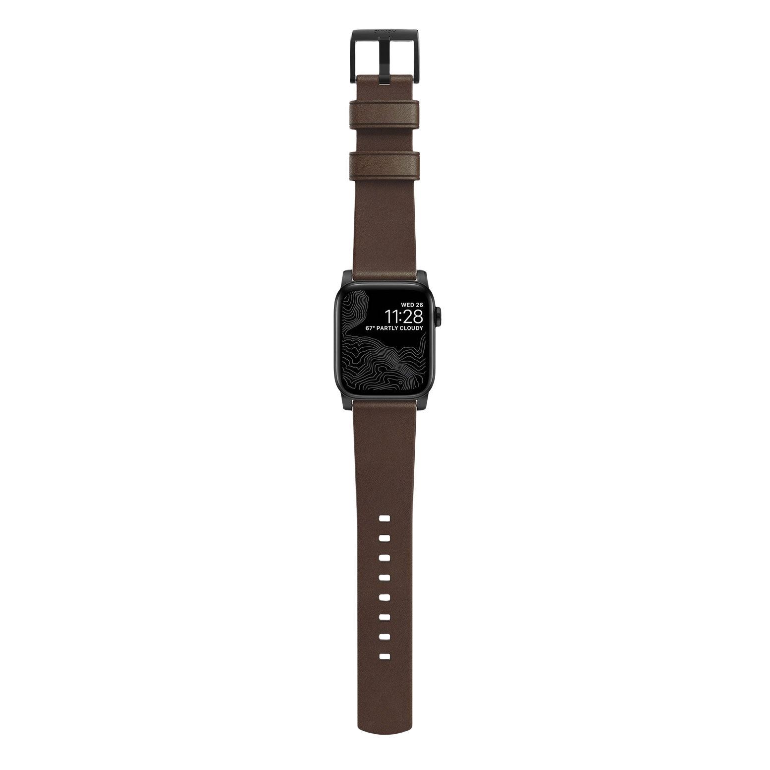 Nomad Modern Band with Horween Leather - 45/49mm - Brown - Black Hardware - Open Box