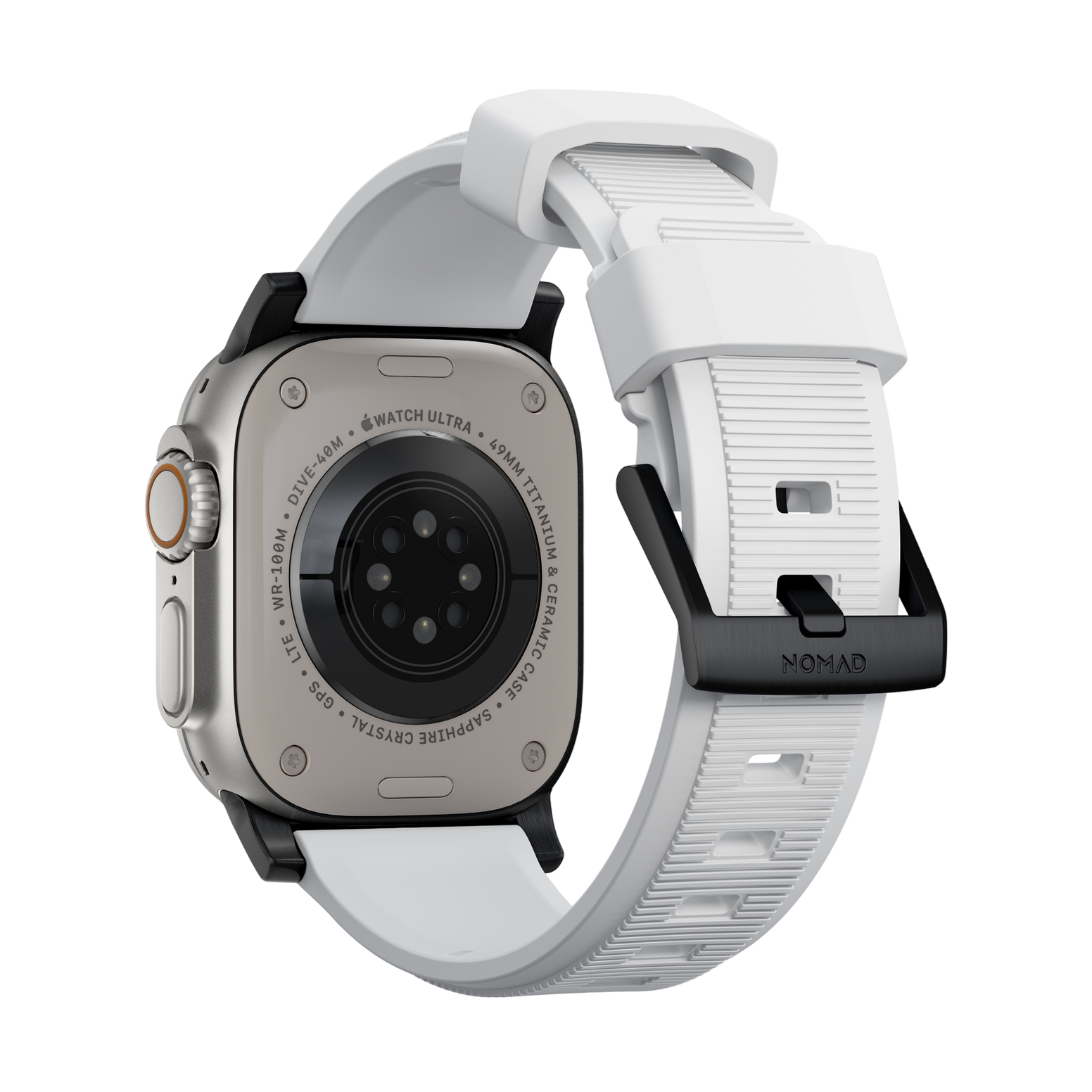 Nomad Rugged Band - 45/49mm - White - Black Hardware - Limited Edition - Exclusive to MegaMac - Discontinued