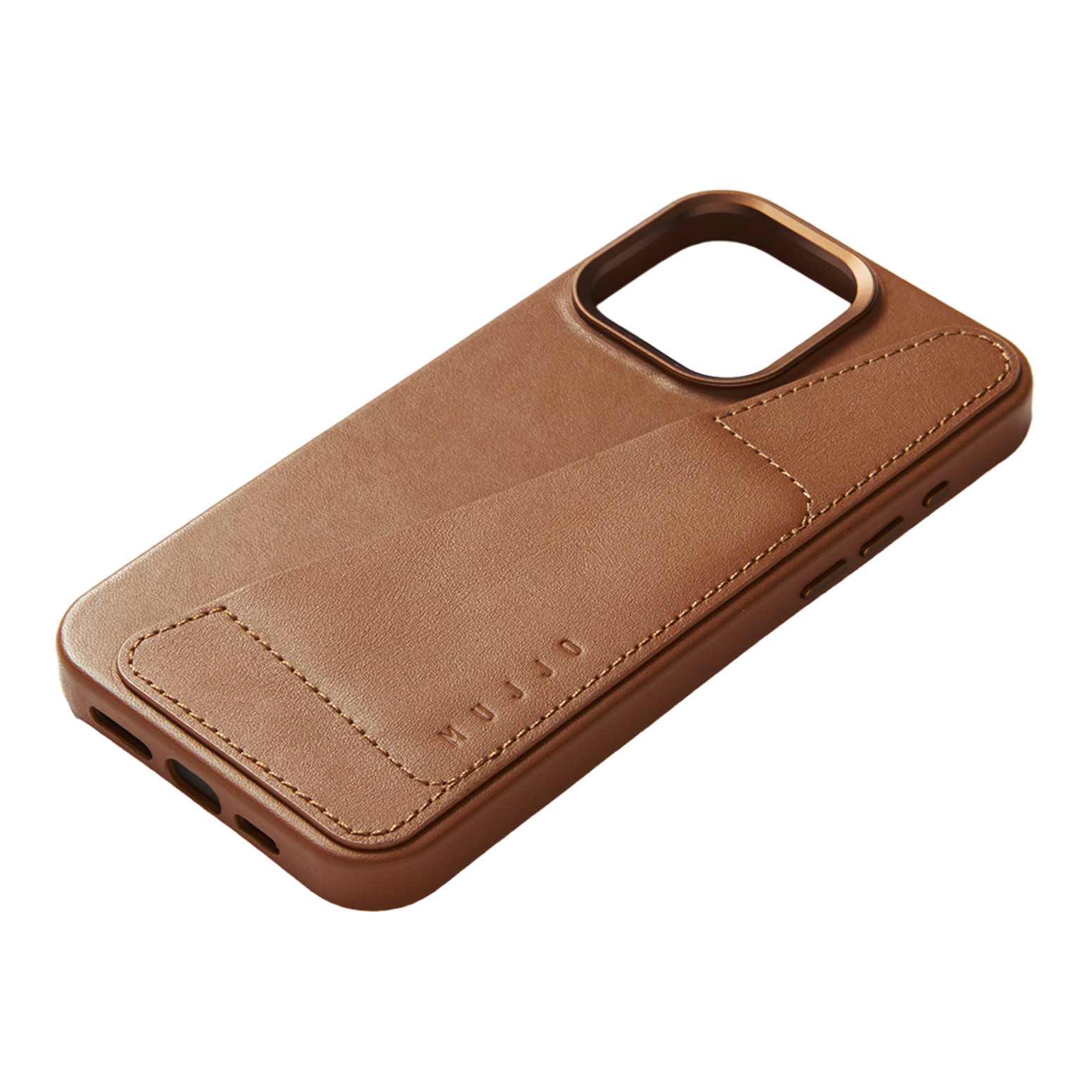 Mujjo Full Leather Wallet Case for iPhone 15 Pro Max - Tan