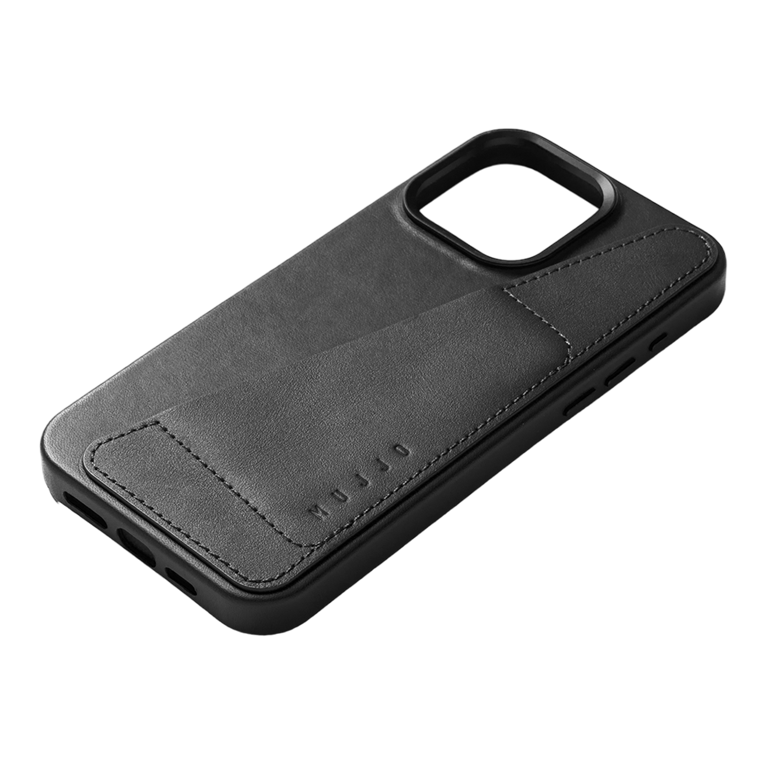 Mujjo Full Leather Wallet Case for iPhone 15 Pro Max - Black